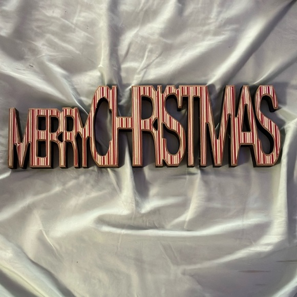 Striped Merry Christmas Sign - Picture 1 of 2